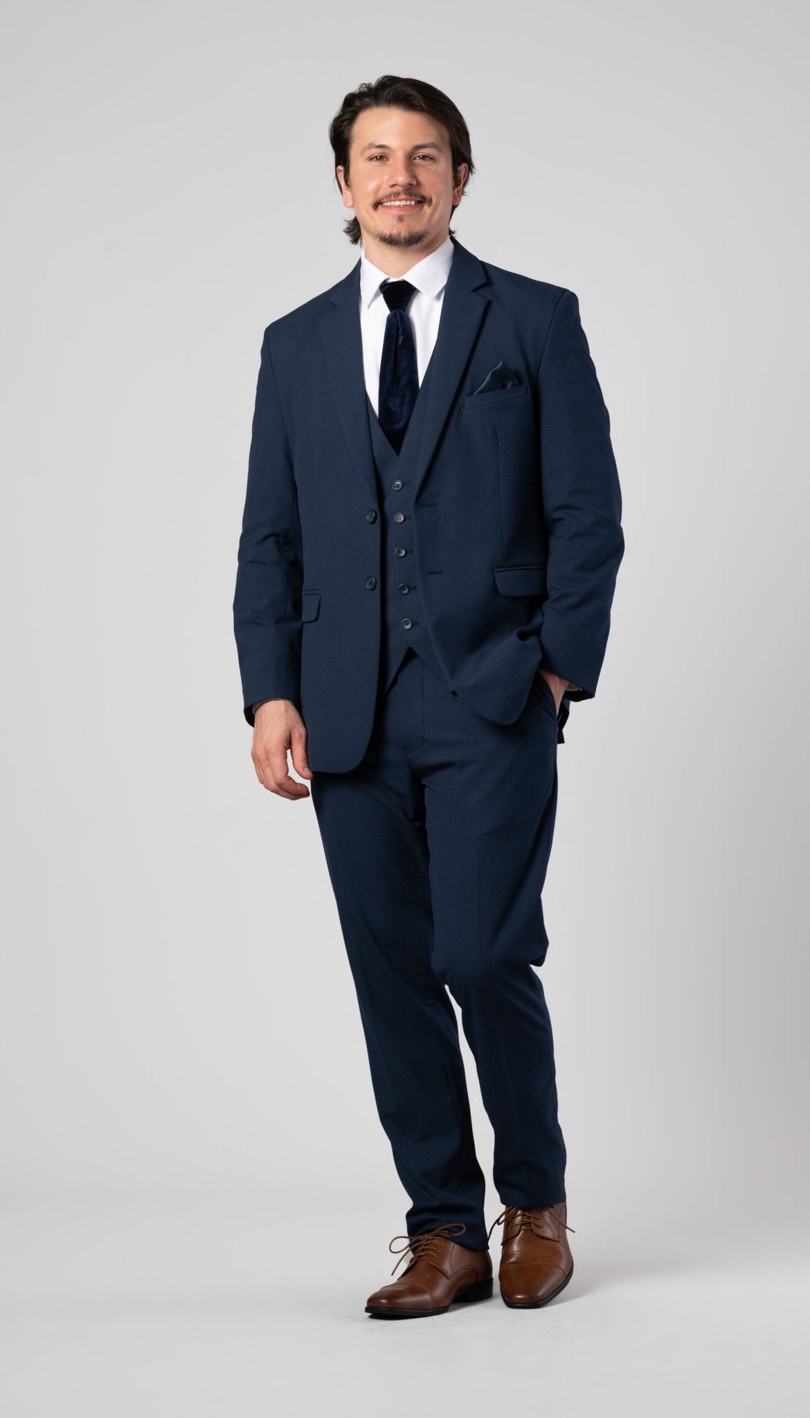 Kennedy Blue Trim Fit Navy Mens Suit