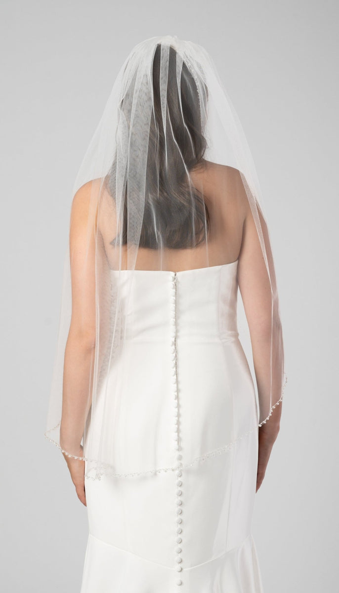 Emily Beaded Crystal Edge Veil | Kennedy Blue