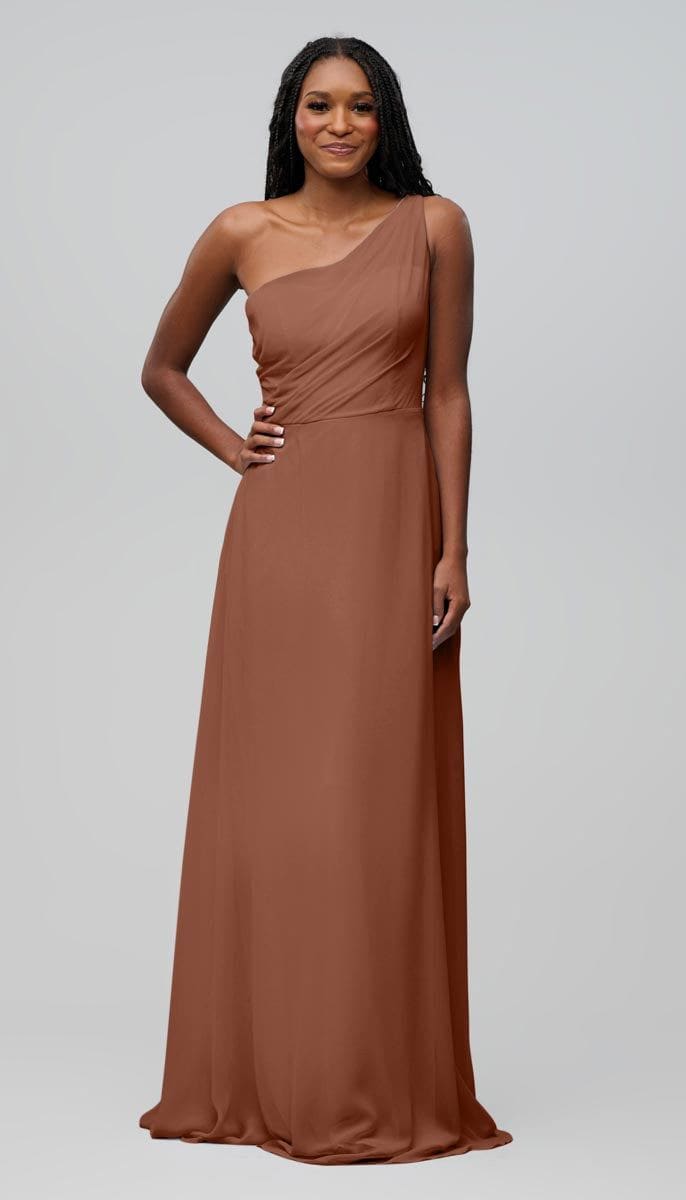 blue dress for baby girl Alma One Shoulder Chiffon Bridesmaids Dress