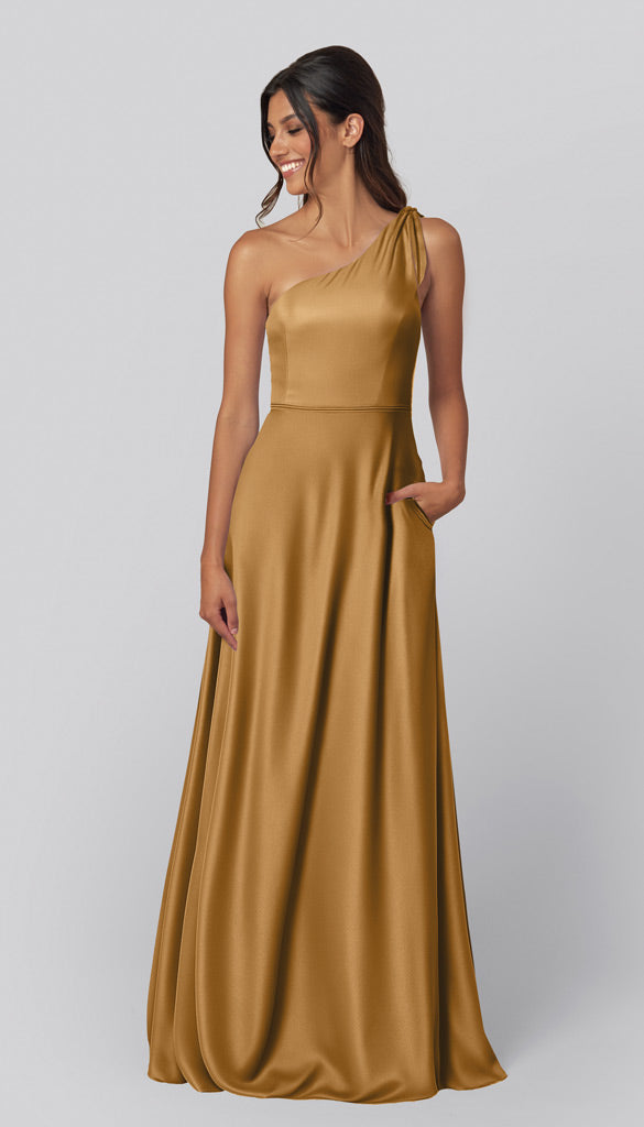 Eloise Luxe Satin One Shoulder Bridesmaid Dress | Kennedy Blue Peach Eloise Luxe Satin One Shoulder Bridesmaid Dress | Kennedy Blue Peach