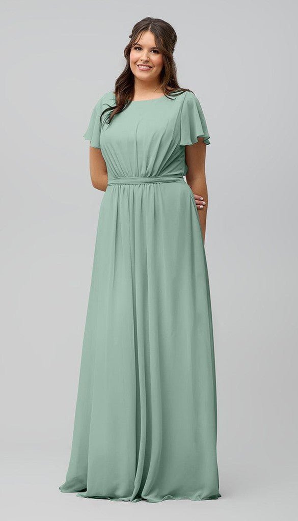 blue dress for baby girl Modest Burgundy Bridesmaid Dresses With 3/4 Sleeves – Lisposa main image 1