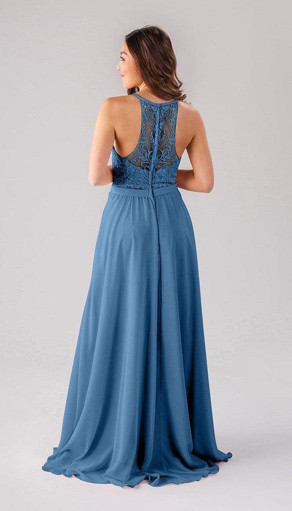 blue beaded bridesmaid dress Jasmine Embroidered Lace Color:MOCHA-GOLD