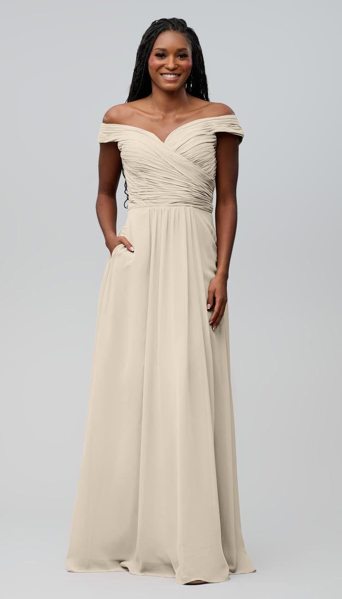 Jenna Off the Shoulder Chiffon Bridesmaids Dress