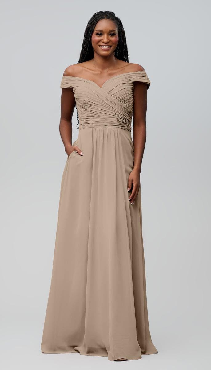 Jenna Off The Shoulder Chiffon Bridesmaids Dress