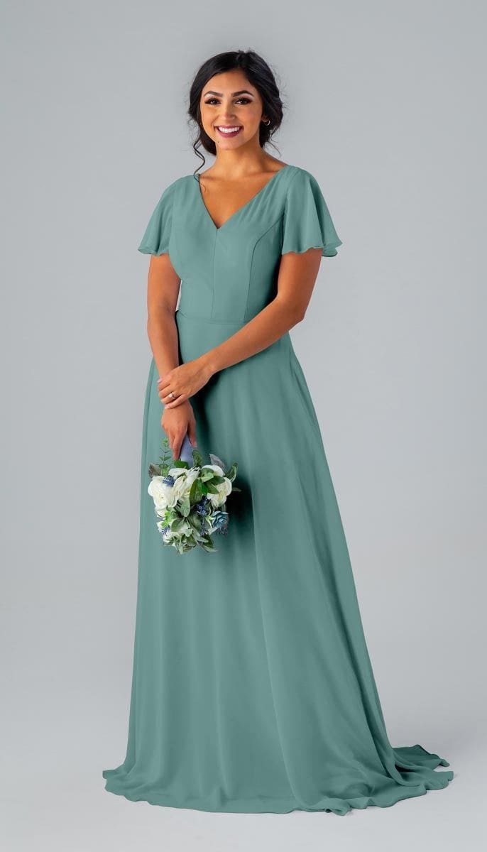blue dress for baby girl Katie Chiffon Bridesmaid Dress
