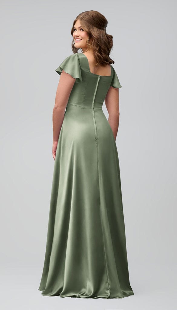 Kelly Luxe Satin Modest Bridesmaids Dress