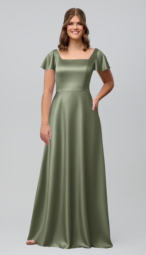 shiny satin moss green bridesmaid dresses Bridesmaid Fabric Swatch, in Moss Green Luxe Satin