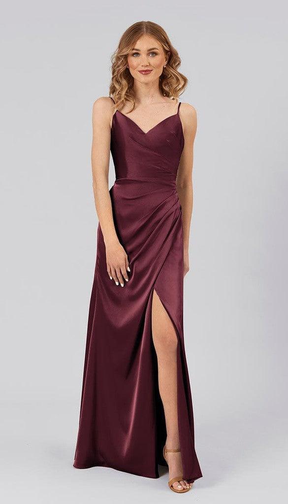 Tiffany Ready to Ship Satin Bridesmaids Dress | Kennedy Blue 2 / Burgundy Tiffany Ready to Ship Satin Bridesmaids Dress | Kennedy Blue 2 / Burgundy