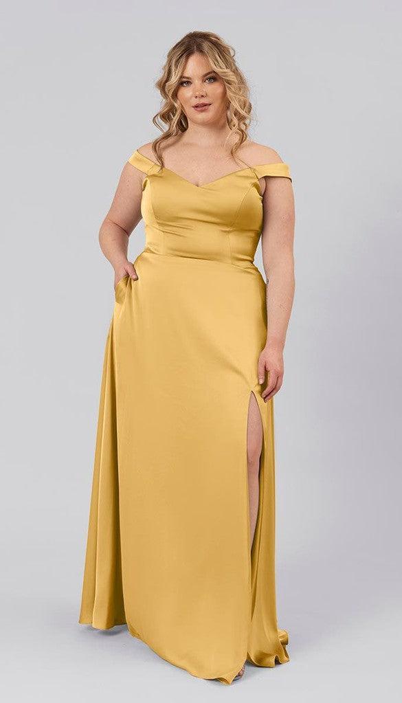 Arwen Off The Shoulder Satin Bridesmaid Dress | Kennedy Blue Yellow Arwen Off The Shoulder Satin Bridesmaid Dress | Kennedy Blue Yellow
