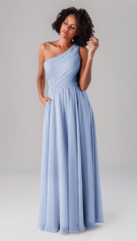 blue dress for baby girl Athena One Shoulder Bridesmaid Dress