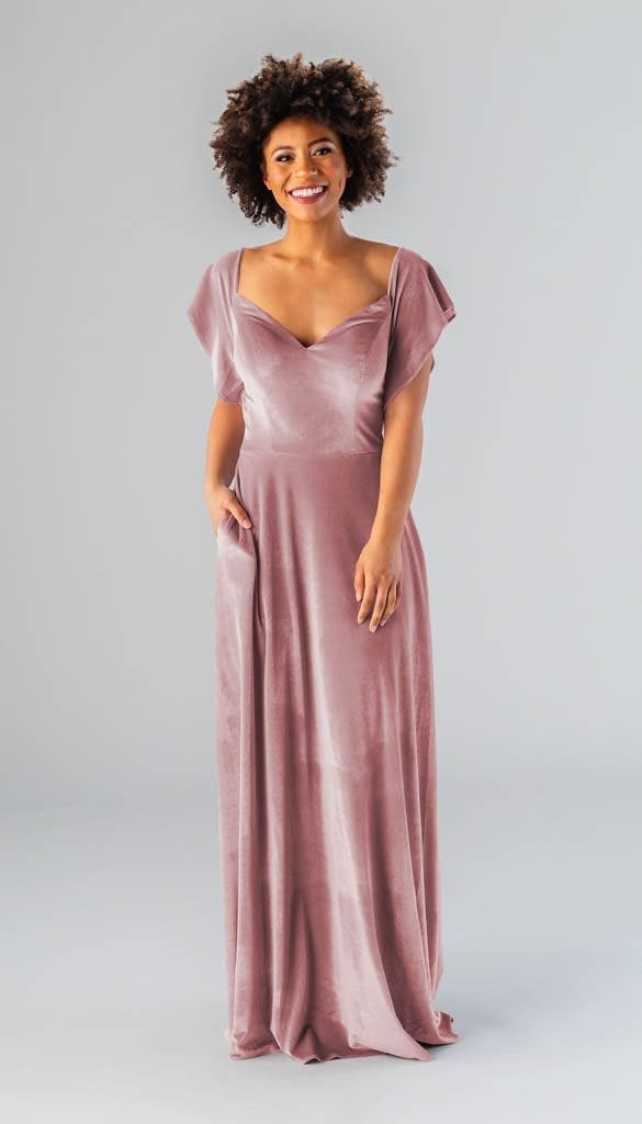 Evelyn Ready to Ship Velvet Bridesmaid Dress