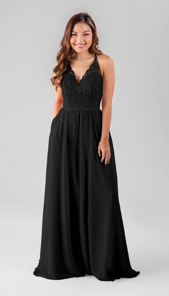 chinese dress ladies Black Satin Lace Applique Bowknot Mermaid Bridesmaid Dresses, CB0090 US12 / Custom Color(Leaving A note) main image 0