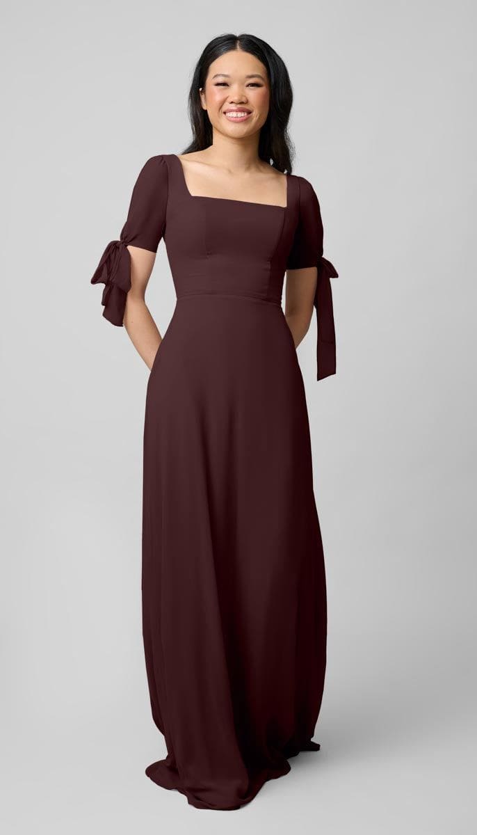 Juliet Modest Bridesmaids Dress | Kennedy Blue Mahogany
