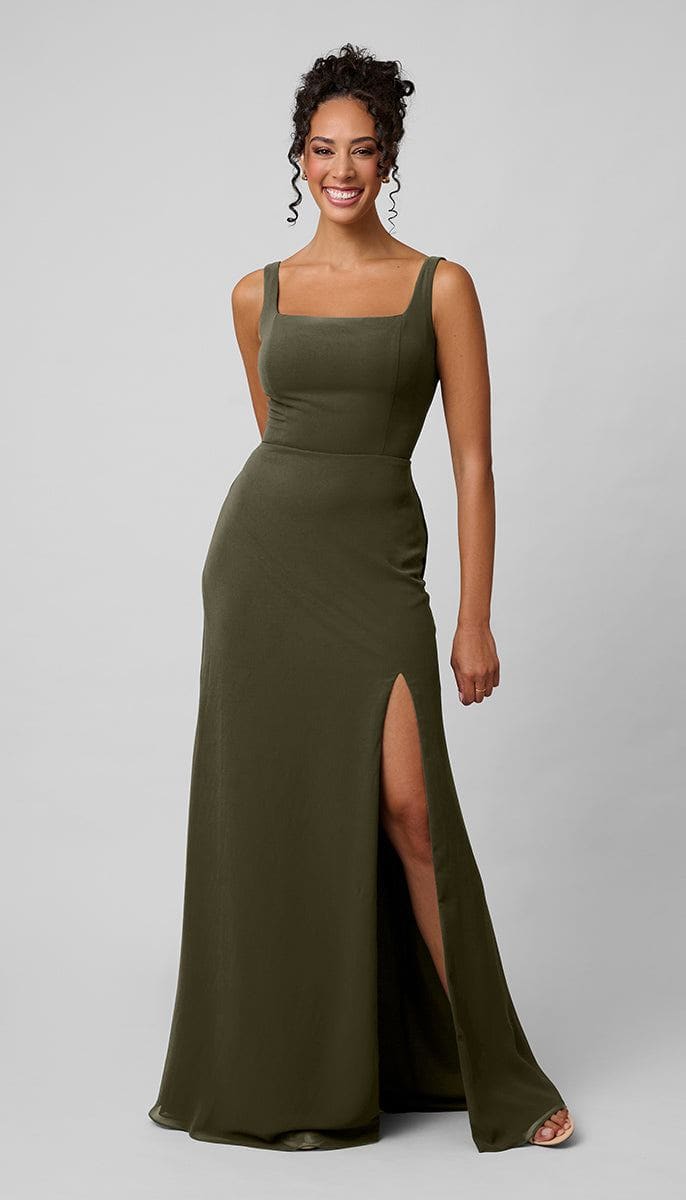 Jay Square Neck Platinum Bridesmaid Dress | Kennedy Blue Olive Green
