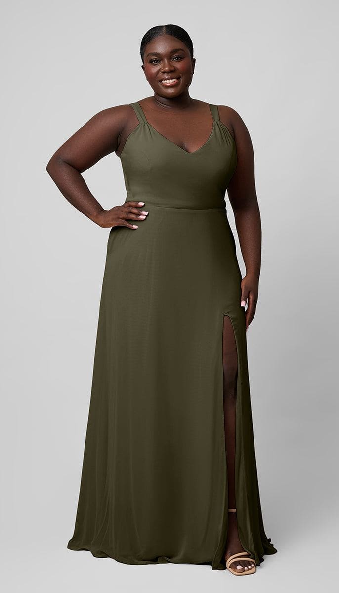 green emerald velvet dress Meg Platinum Clean & Modern Bridesmaid Dress
