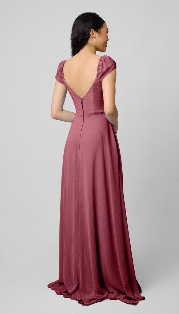 white christmas dresses Elegant Rosewood Sweetheart Chiffon Long Bridesmaid Dresses BMD029 –  BubbleGowns main image 0