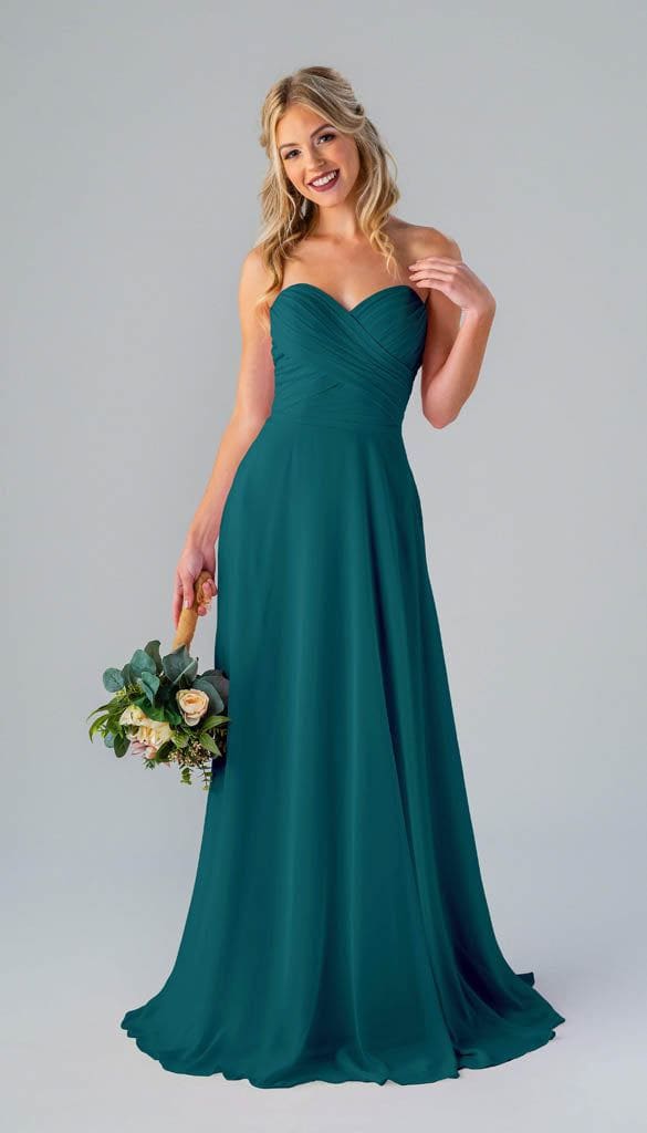 Lisa Strapless Chiffon Bridesmaids Dress | Kennedy Blue Teal Lisa Strapless Chiffon Bridesmaids Dress | Kennedy Blue Teal