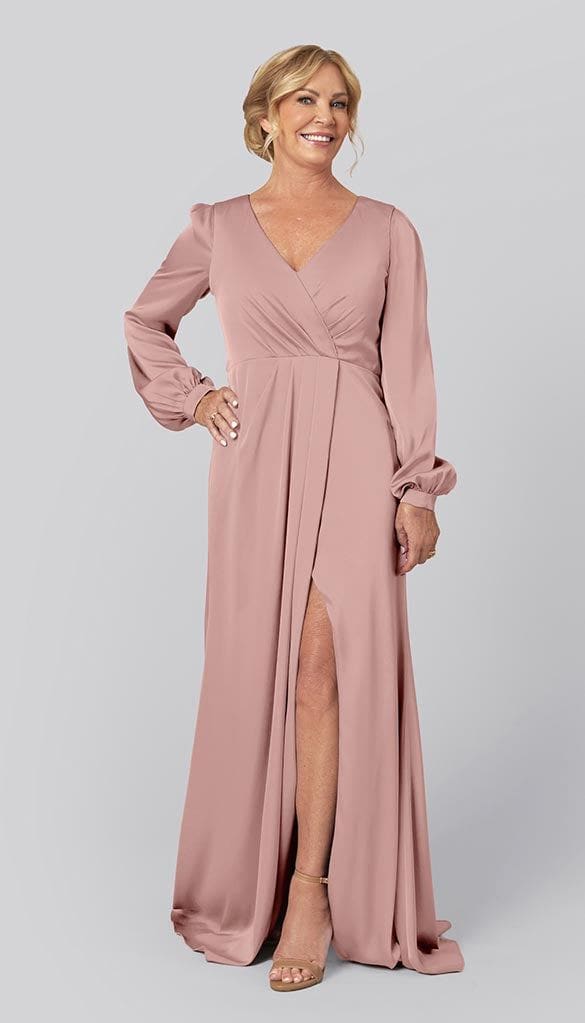 chinese dress ladies Dusty Rose V-Neck Lace Prom Dresses Long Sleeve Prom Dresses ARD2317 main image 1
