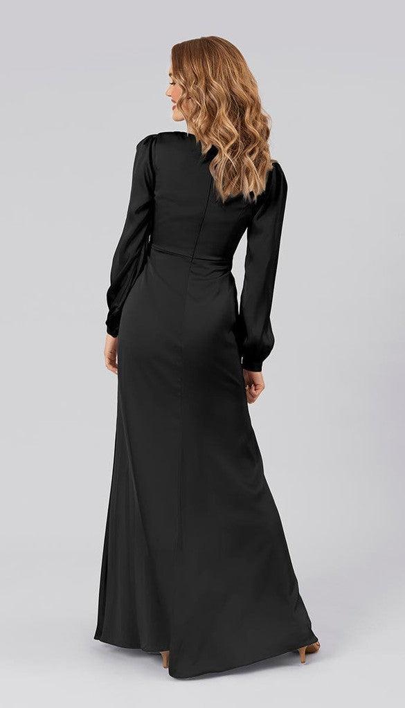 Tilda Long Sleeve Satin Bridesmaid Dress | Kennedy Blue Dusty Blue Tilda Long Sleeve Satin Bridesmaid Dress | Kennedy Blue Dusty Blue