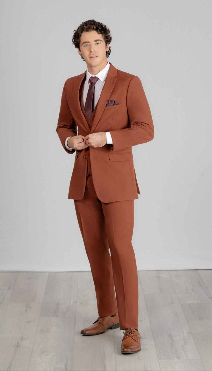 Kennedy Blue | Trim Fit 2 Piece Mens Suit Rust
