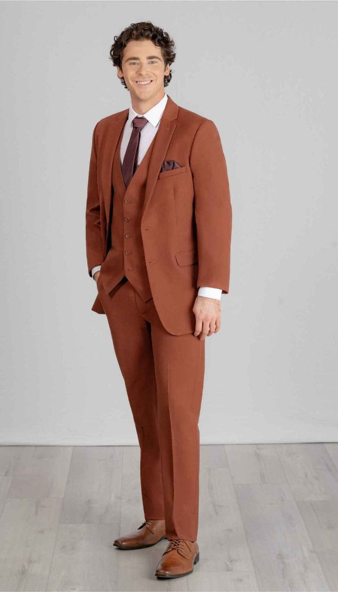 Kennedy Blue | Trim Fit 3 Piece Mens Suit Rust