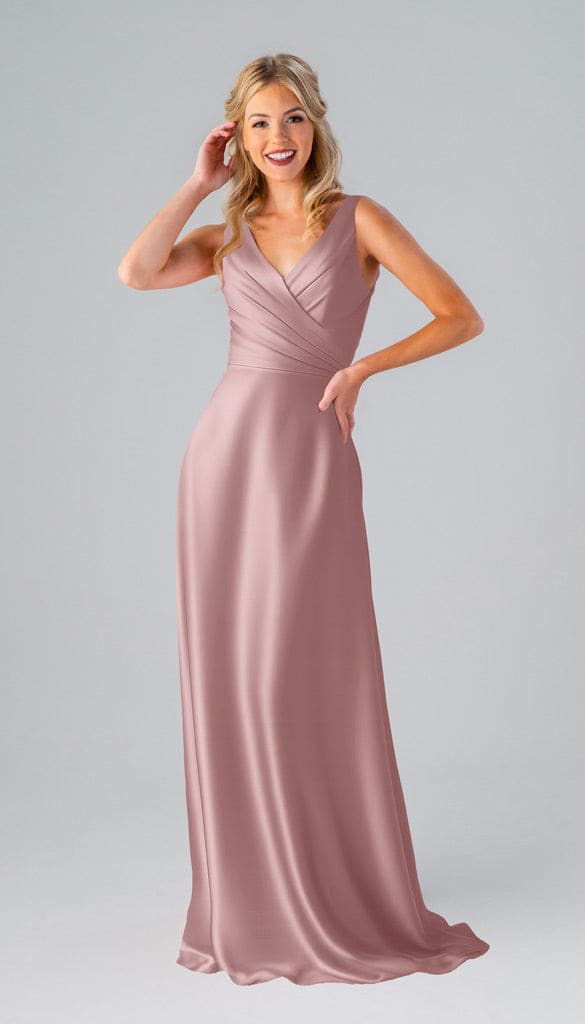 bridesmaid satin dress Kristen Luxe Bridesmaids Women's Sizes:7 NA-10.01.24AM Peplum Sleeveless Maxi Dress asymmetrical neckline with sumptuous