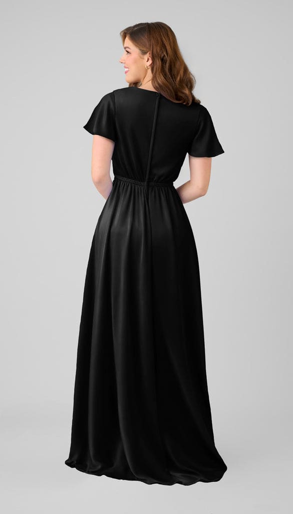 black bridesmaid dresses satin Kyra adjustable fit luxe dress Extra40 and polished Good Karma Maxi Boho Size:4 Coat