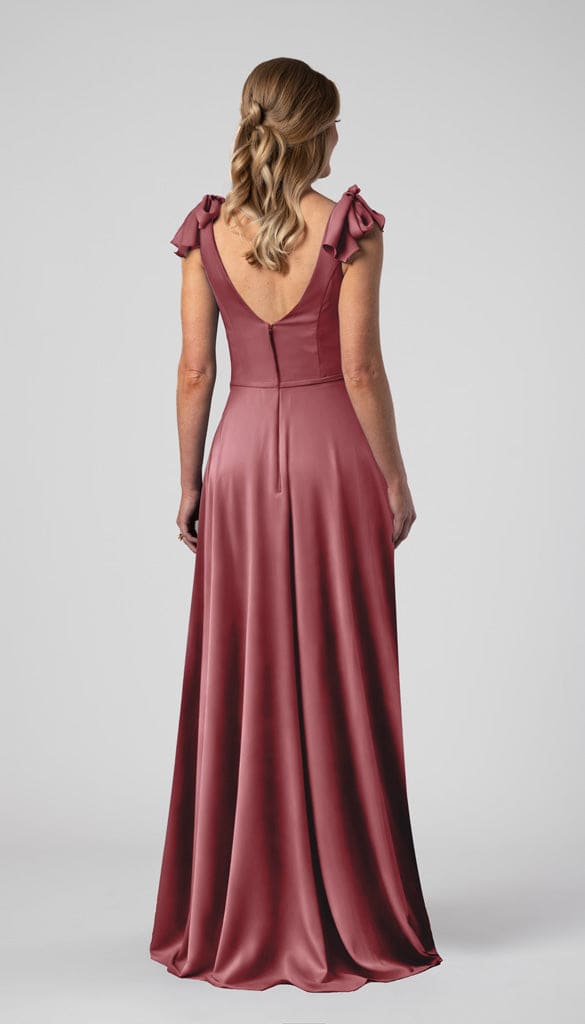Leah Luxe Satin Bow Sleeves Bridesmaid Dress