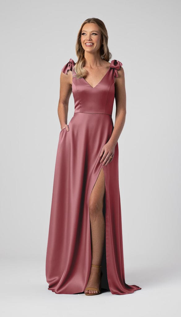 rosewood satin bridesmaid dresses Mori Lee 21810-1 Satin Bridesmaid Dress V-Neck & Open Back RashawnRose Bridal & Prom