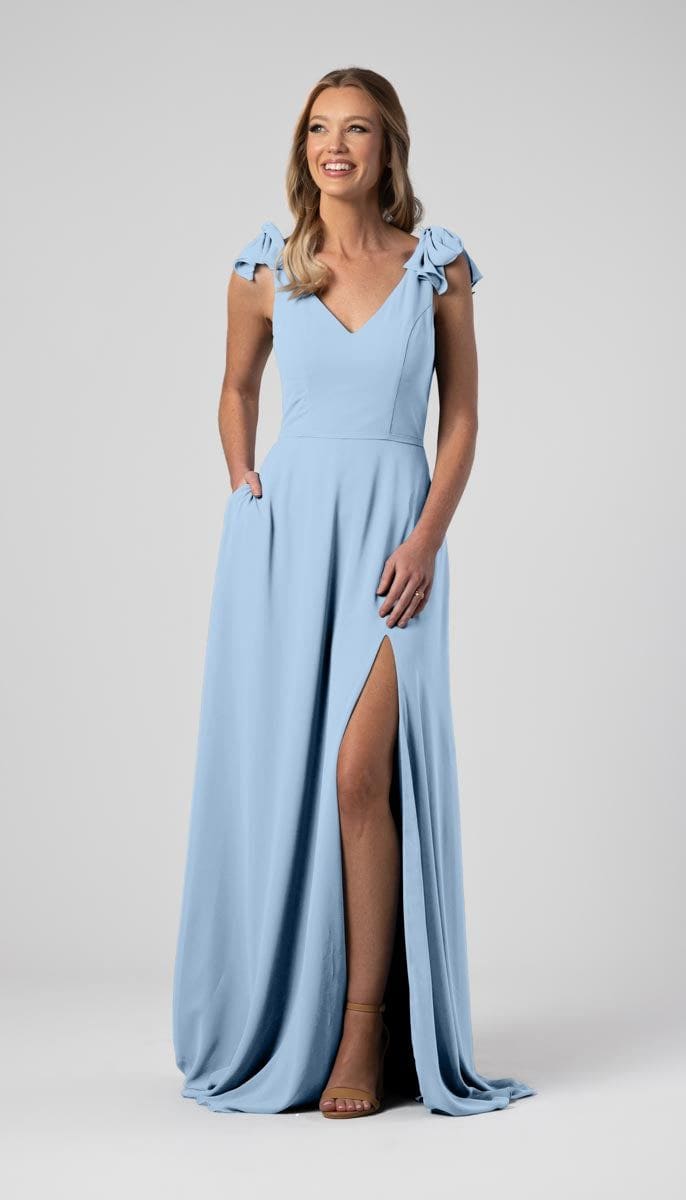 Leah Bow Sleeves Bridesmaid Dress | Kennedy Blue Eucalyptus Leah Bow Sleeves Bridesmaid Dress | Kennedy Blue Eucalyptus