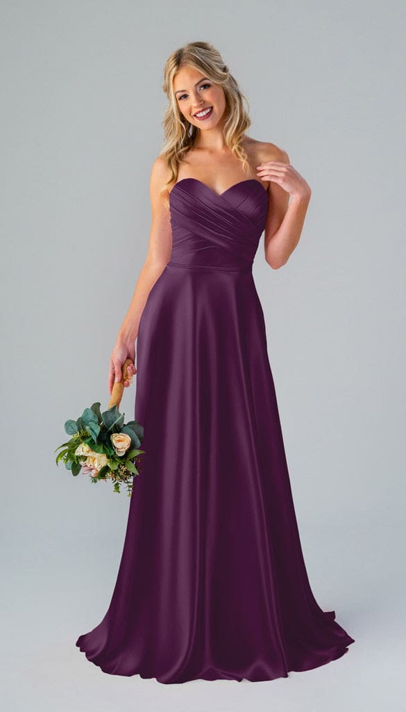 satin plum bridesmaid dresses Wilder Trendy V Neck Ruched Floor Length Satin Bridesmaid Dresses, Plum