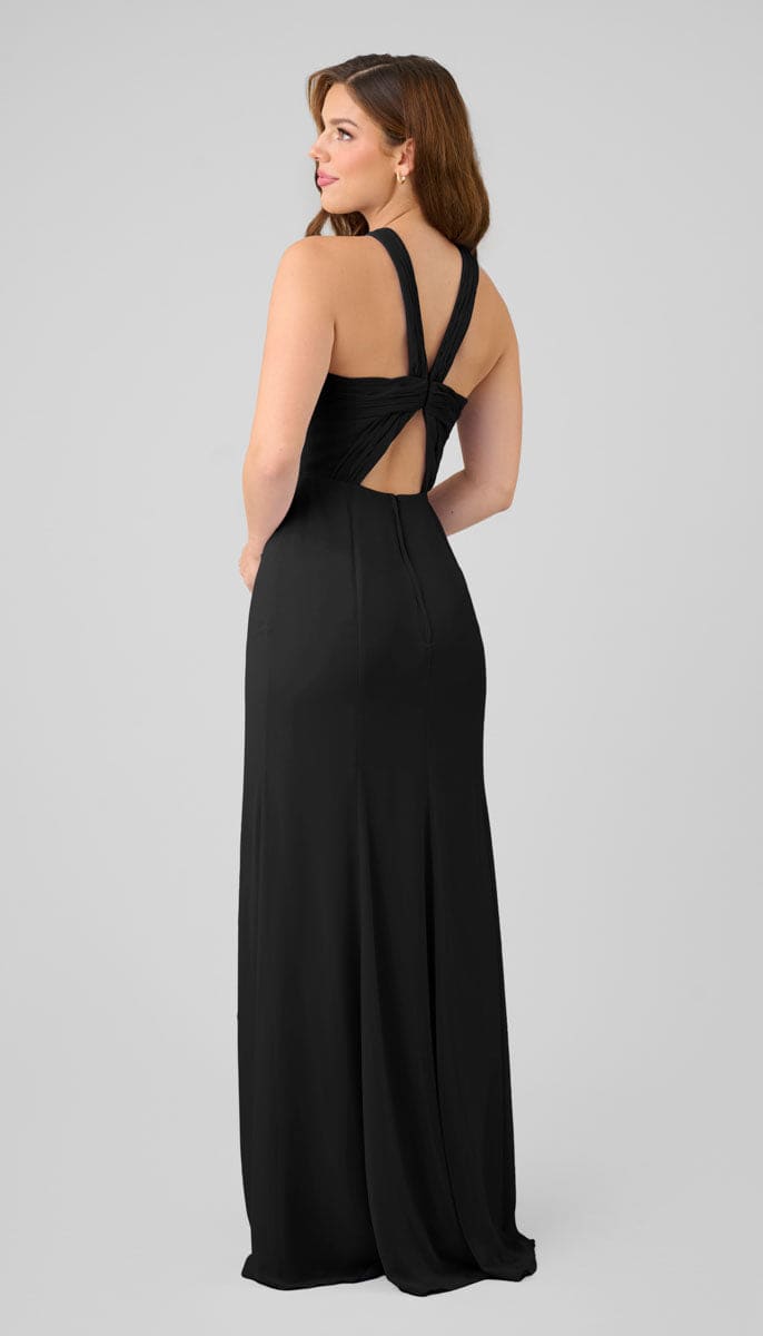open back bridesmaid dresses Wedtrend Women Olive Sheath Cowl Neck Tea Length Plus Size Bridesmaid Dress  with Open Back – WEDTREND main image 1