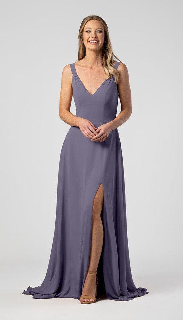blue dress for baby girl Wedtrend Women Grey Purple Rose Print Bridesmaid Dress with Ruffles A-Line  Cut Out Long Wedding Guest Dress – WEDTREND main image 1