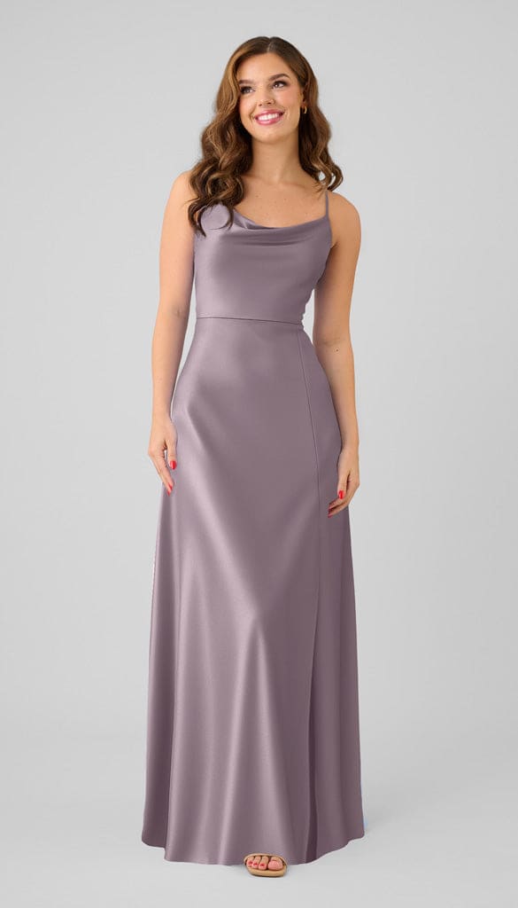 lilac silk bridesmaid dresses Phyllis Satin Halter Maxi Dress / Lilac | MESHKI main image 1