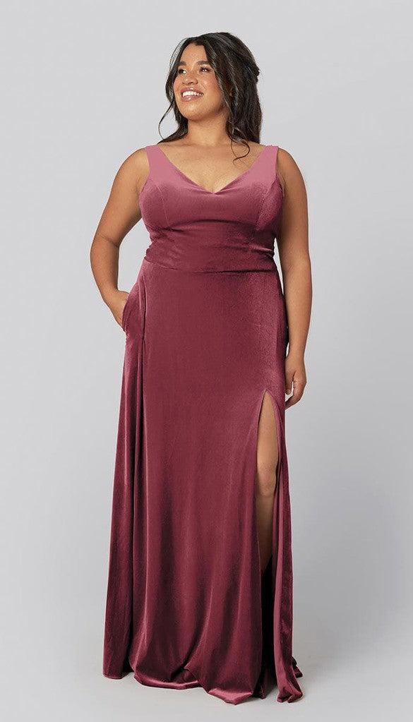 open lace back dress Charlie A-Line V Neck Chiffon Plus Size Bridesmaid Dresses, Vintage_Mauve main image 1