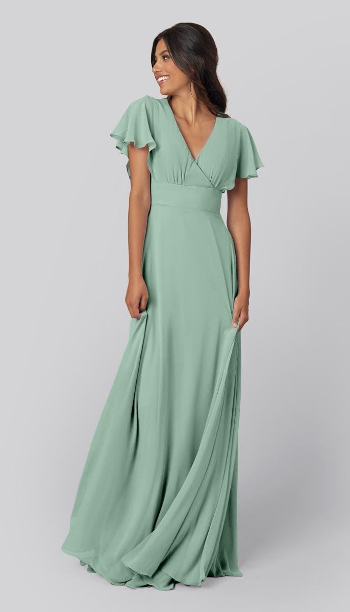 green emerald velvet dress Wedtrend Women Dark Green Bridesmaid Dress with Slit A Line Spaghetti Straps Chiffon Floor Length Wedding Guest Dress, Dark Green / US20W