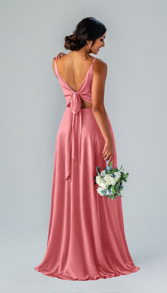 satin pink bridesmaid dresses Sophie Luxe Bridesmaids Dress Size:36x34 Sherri Hill 56316 - The dainty bow straps fantasy dress