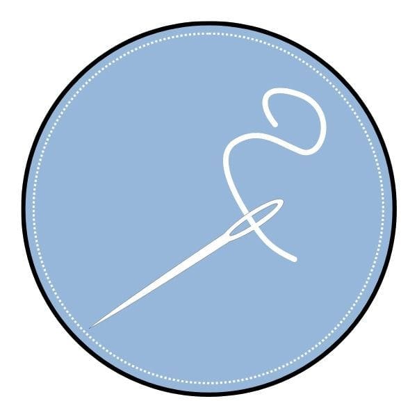 Icon showing sewing needle and thread