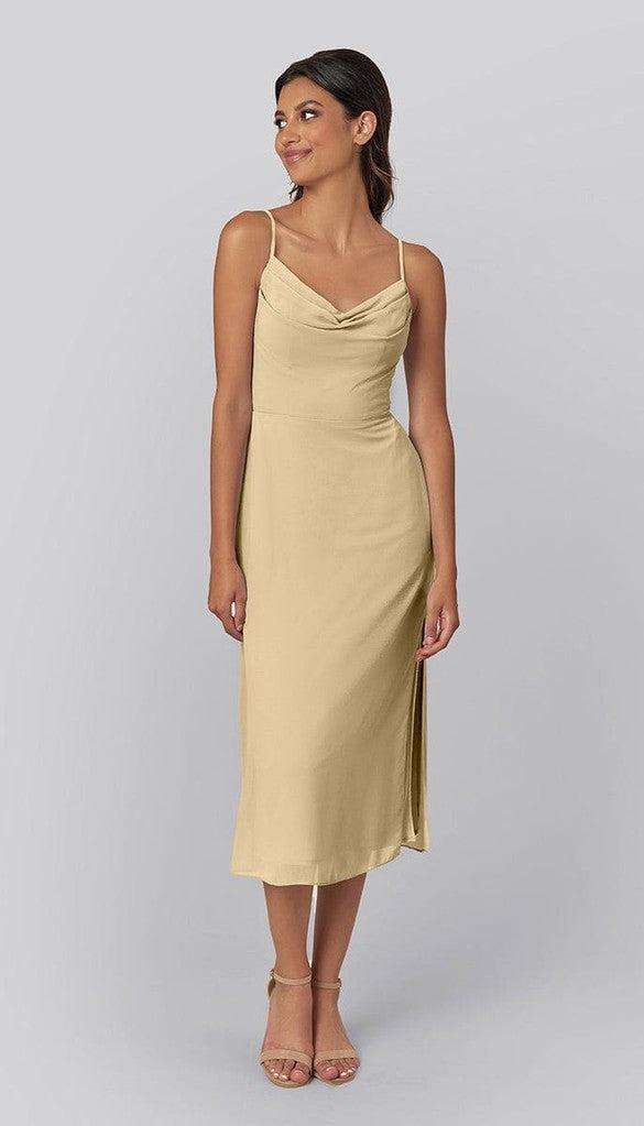 blue dress for baby girl Joyfolie Women's Amanda Maxi Boho Dress in Champagne | Bridesmaid | Luxe Midi