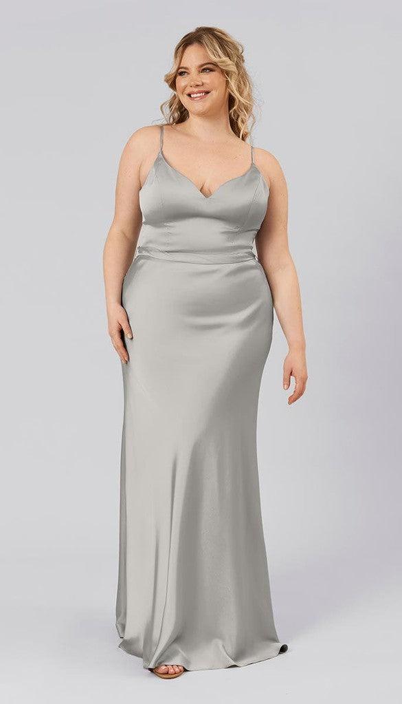 Demi Ready To Ship Satin Bridesmaid Dress | Kennedy Blue 16 / Taupe Demi Ready To Ship Satin Bridesmaid Dress | Kennedy Blue 16 / Taupe