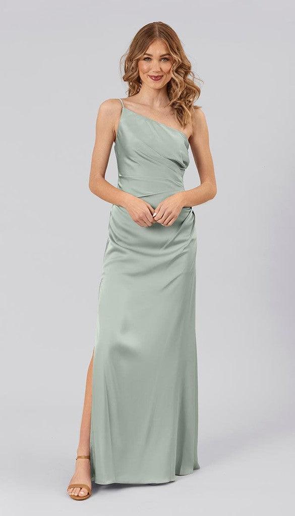 blue dress for baby girl Wedtrend Women Dusty Sage One Shoulder Lace and Chiffon Junior Bridesmaid Dress Wedding Guest Dress, Dusty Sage / J16