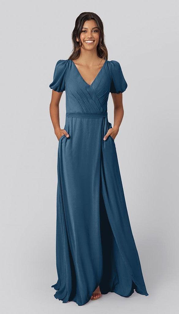blue dress for baby girl Stephanie Short Sleeve Bridesmaid Dress
