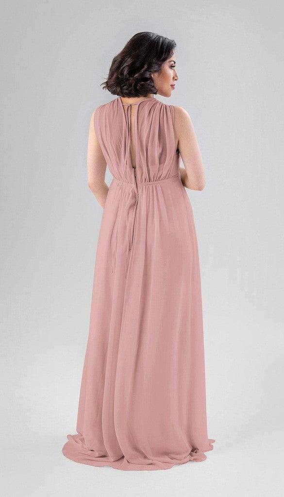 misty pink bridesmaid dress Elegant Light Pink Chiffon Floor Length Long Bridesmaid Dress Pink / 14 / B main image 1