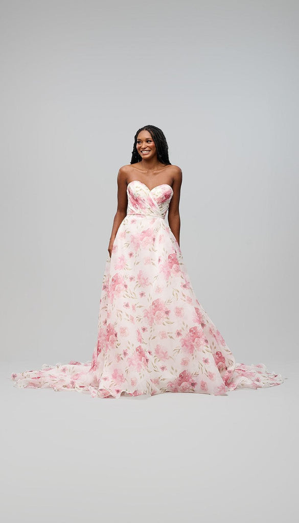 Chiffon Printed A-line Wedding Dress | Kennedy Blue Elodie