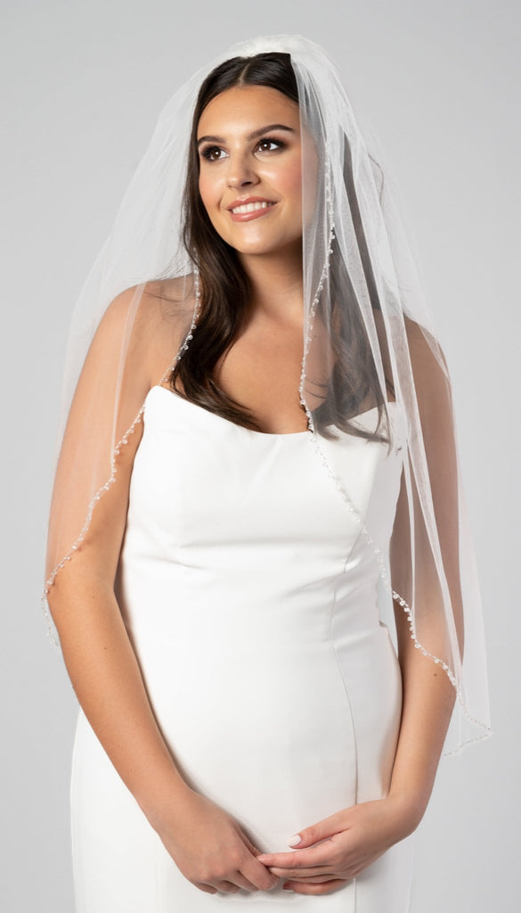 Emily Beaded Crystal Edge Veil | Kennedy Blue
