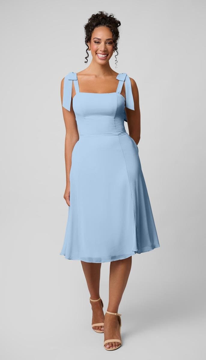 light blue bridesmaid dresses knee length Short Bridesmaids Dress NoLongSleeve