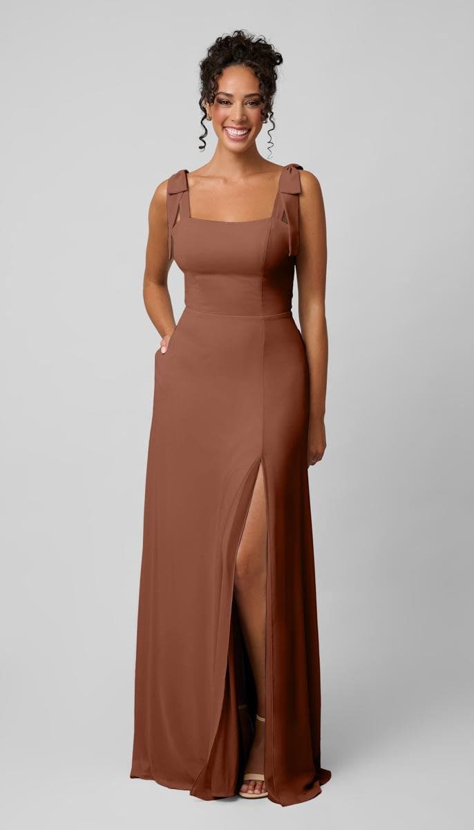 Sofia Platinum Chiffon Bridesmaids Dress| Kennedy Blue Burnt Orange