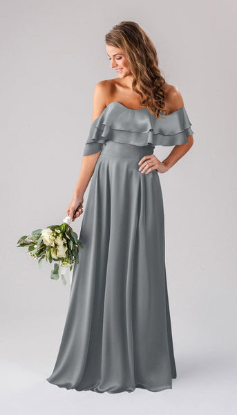 grey convertible bridesmaid dress Allison Luxe Satin No bad smell