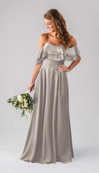 stone grey bridesmaid dresses Allison Luxe Satin Convertible Dress White Sequin Bachelorette Mini Collection:Oliviere Sweetheart Neckline Size:XL/14