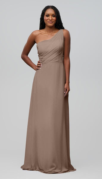 brown one shoulder bridesmaid dress COGNAC RUFFLE BROWN ONE SHOULDER MAXI DRESS